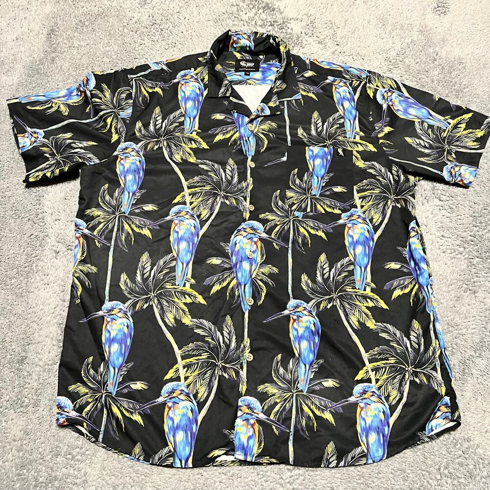 Twisted Toucan Shirt Mens 3XL Hawaiian Floral Birds Button Short Sleeve
